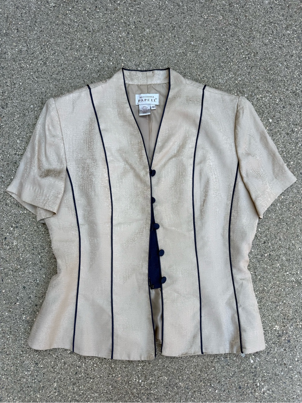 Vintage Adrianna Papéll Cream Short-Sleeve Top